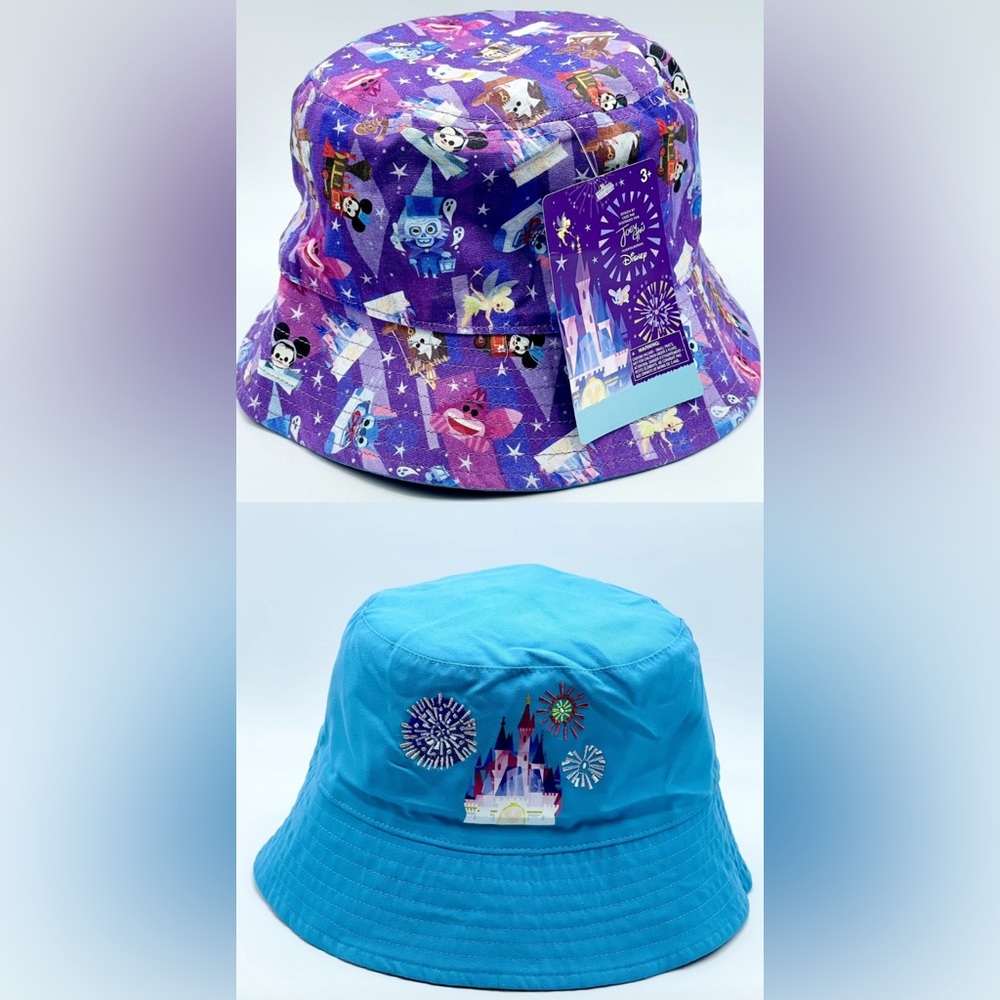 Disney Parks Joey Chou Reversible Bucket Hat Parks Icons Rides & Attractions NEW